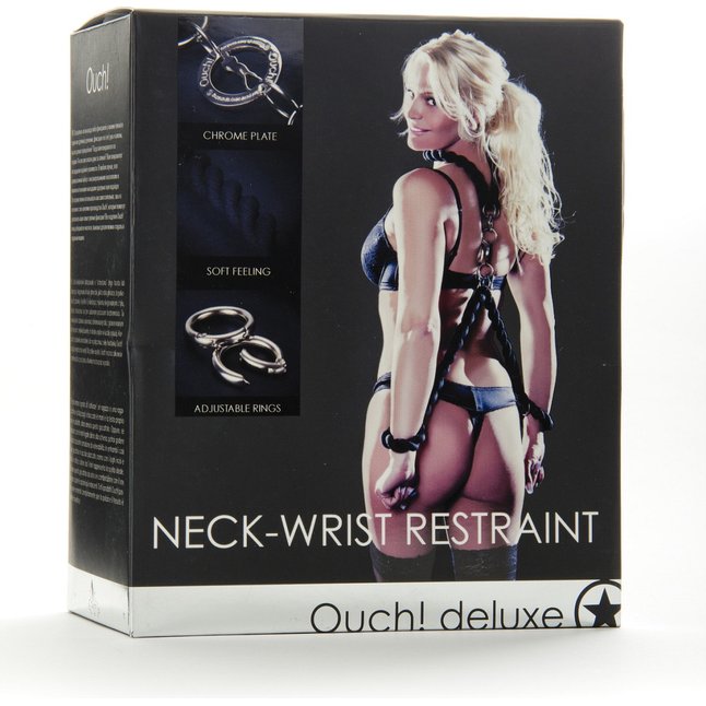 Комплект Neck-Wrist Restraint: наручники и ошейник - Ouch!. Фотография 3.
