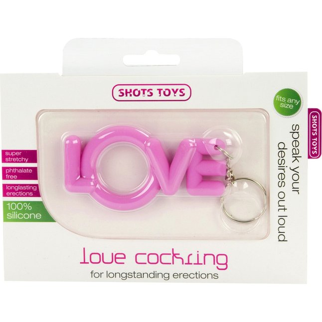 Розовое эрекционное кольцо-брелок Love Cocking - Shots Toys. Фотография 2.