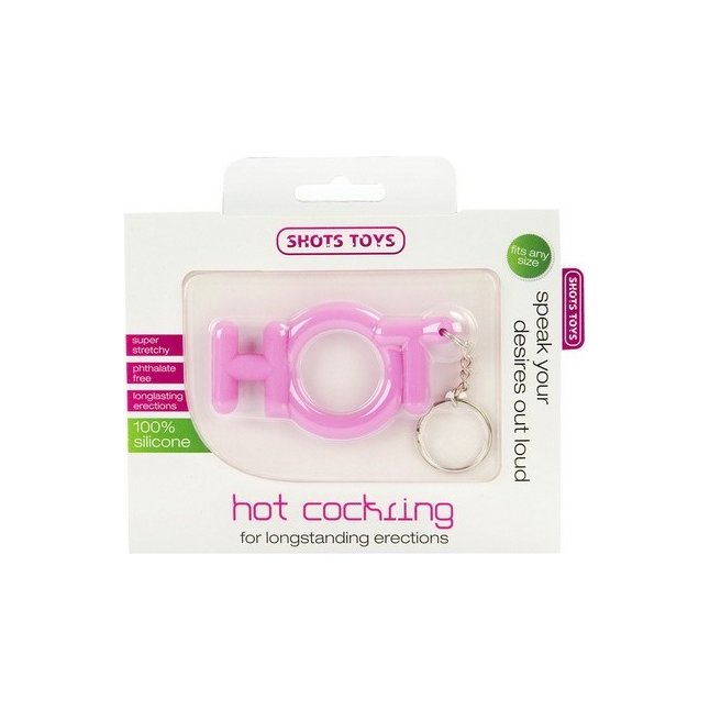 Эрекционное кольцо Hot Cocking розового цвета - Shots Toys. Фотография 2.