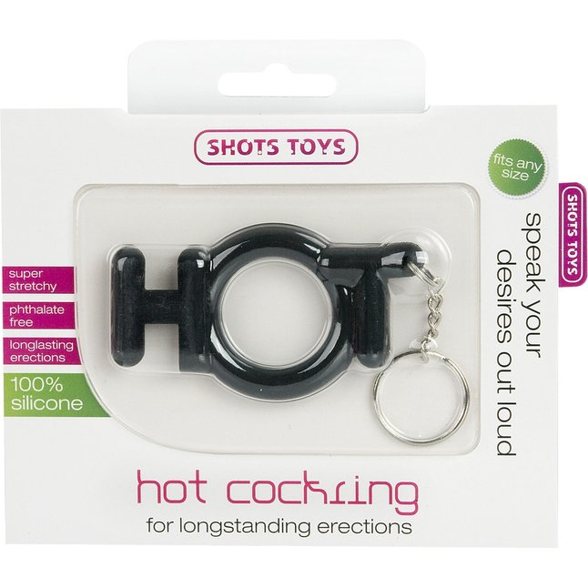 Чёрное эрекционное кольцо Hot Cocking - Shots Toys. Фотография 2.
