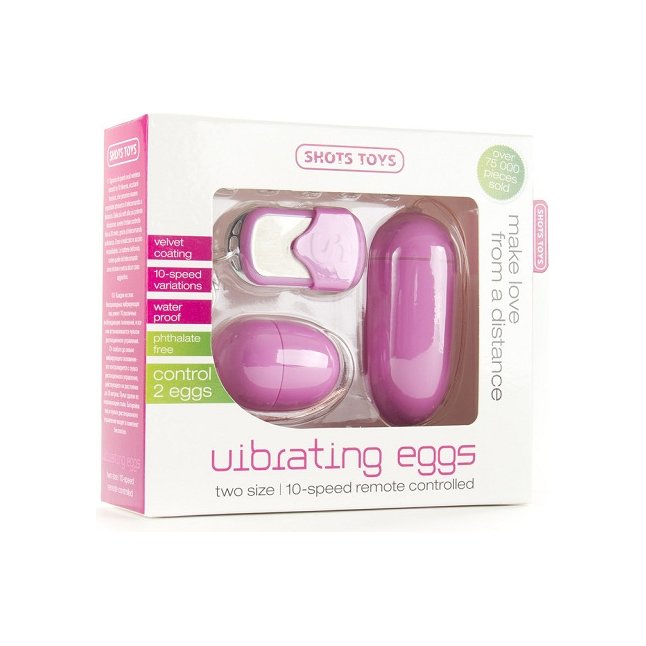 Розовые виброяйца Vibrating egg Two-pack с пультом ДУ - Shots Toys. Фотография 2.