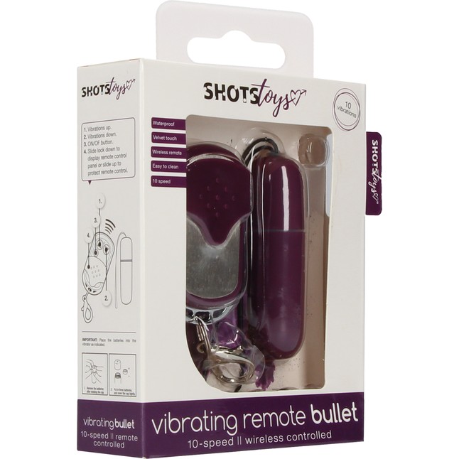 Фиолетовый вибростимулятор Remote Vibrating Bullet - Shots Toys. Фотография 7.