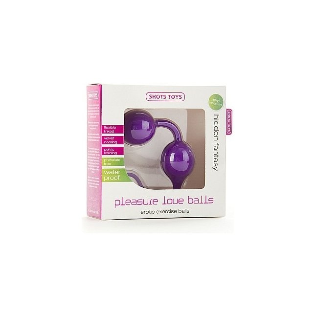 Фиолетовые шарики Pleasure Love Balls для вагинальной стимуляции - Shots Toys. Фотография 2.