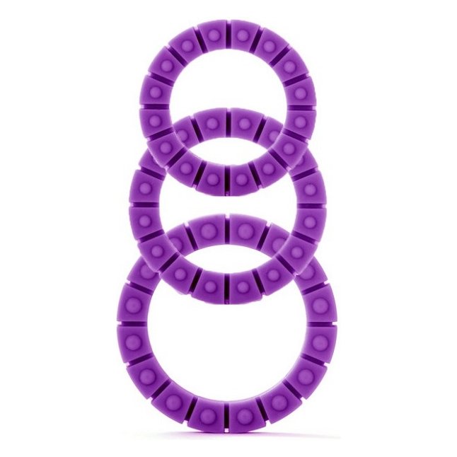 Набор фиолетовых эрекционных колец Silicone Love Wheel 3 sizes (3 шт.) - Shots Toys