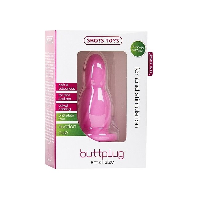 Малая анальная втулка Small Buttplug розового цвета - 9,4 см - Shots Toys. Фотография 2.