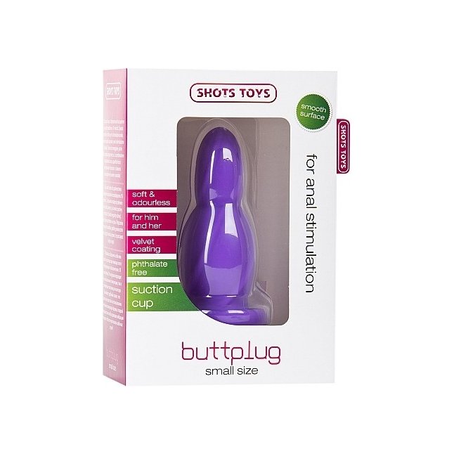 Маленькая фиолетовая анальная втулка Small Buttplug - 9,2 см - Shots Toys. Фотография 2.