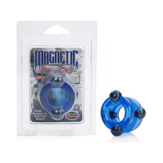 Голубое двойное эрекционное кольцо с магнитами Magnetic Power Ring - Magnetic Power Rings. Фотография 4.