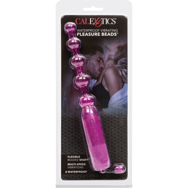 Фиолетовая анальная цепочка Waterproof Vibrating Pleasure Beads - Beads. Фотография 6.
