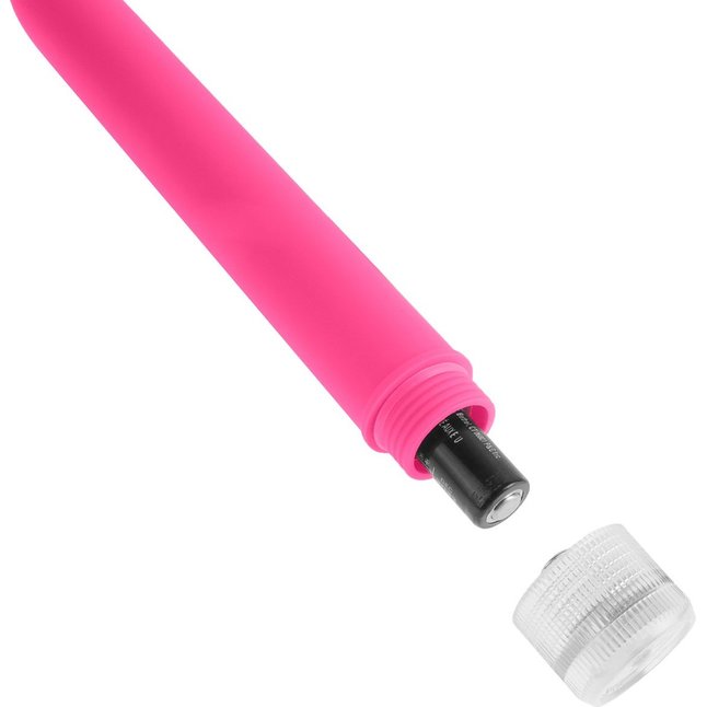 Тонкий розовый классический вибратор Neon Luv Touch Slims - 14,6 см - Neon Luv Touch. Фотография 3.