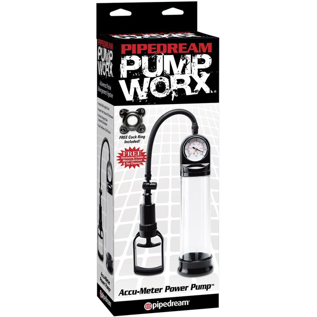 Мужская помпа Accu-Meter Power Pump с манометром - Pump Worx. Фотография 3.