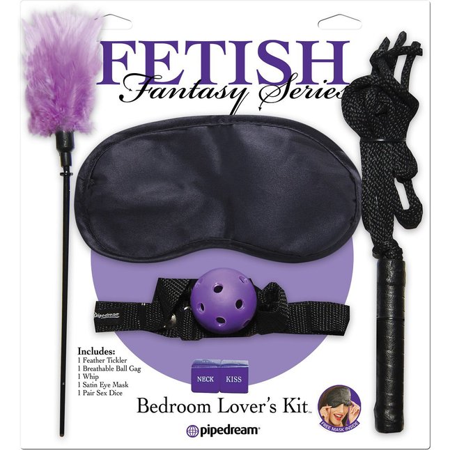 Набор Bedroom Lover: маска, кляп, щекоталка, плетка и кубики - Fetish Fantasy Series. Фотография 2.