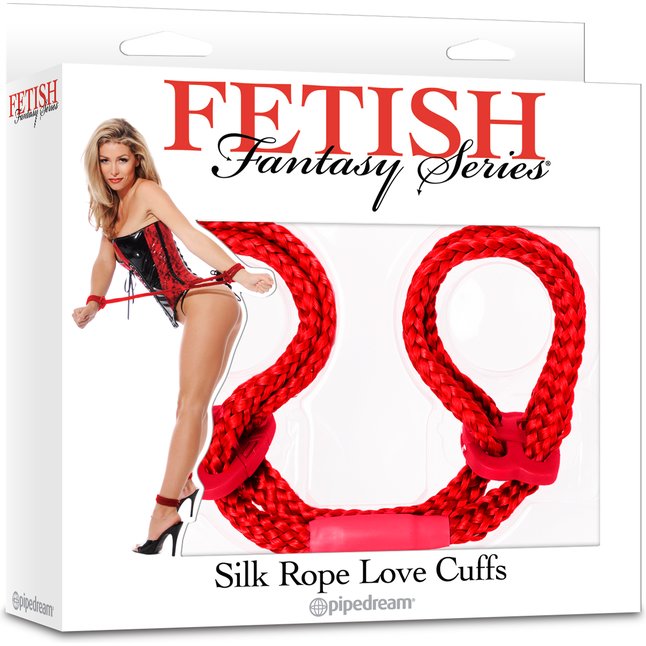 Красные верёвочные оковы на руки или ноги Silk Rope Love Cuffs - Fetish Fantasy Series. Фотография 6.