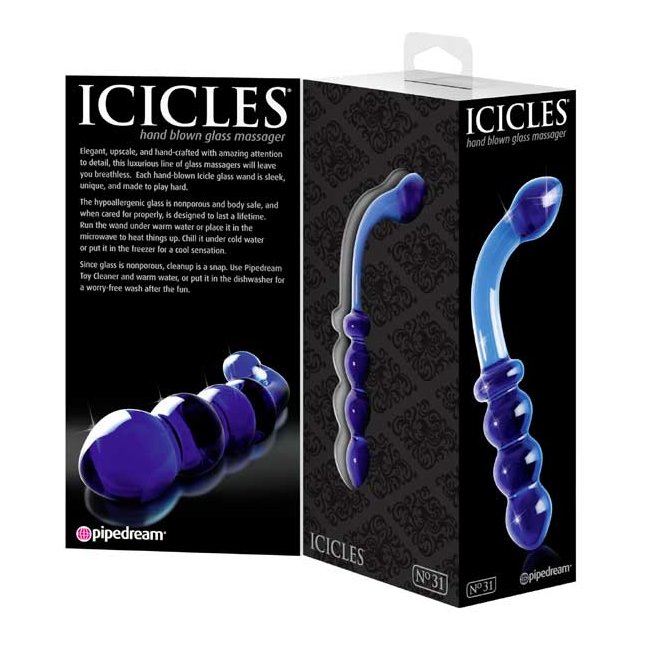 Синий стеклянный анальный стимулятор ICICLES № 31 - Icicles. Фотография 2.