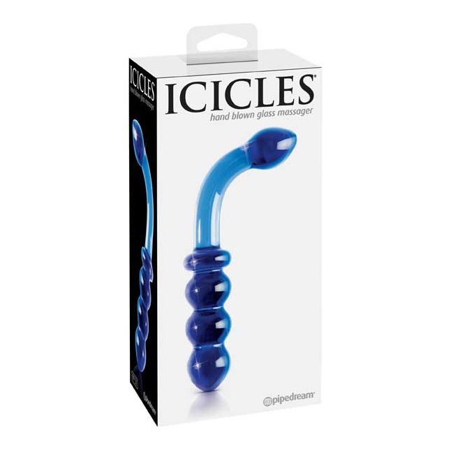 Синий стеклянный анальный стимулятор ICICLES № 31 - Icicles. Фотография 3.