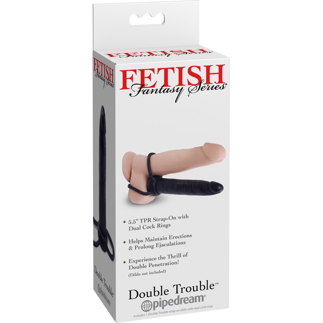 Черный страпон на пенис Double Trouble - 14 см - Fetish Fantasy Series. Фотография 4.