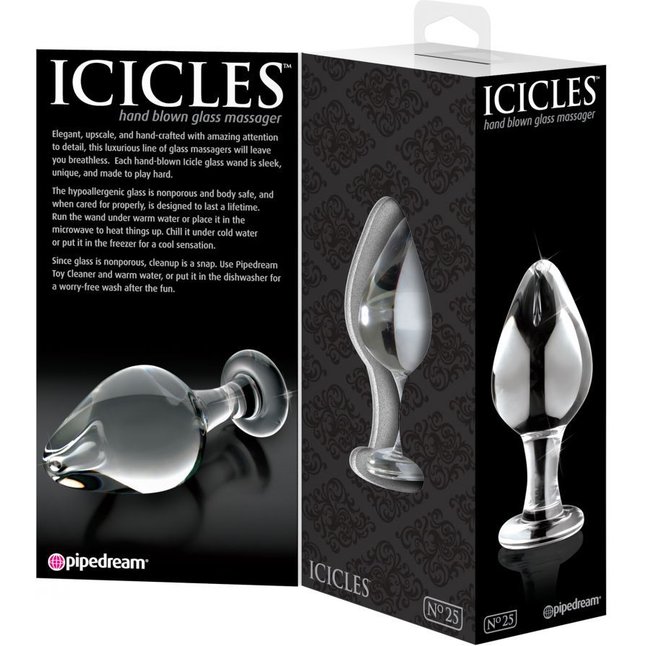 Стеклянный анальный стимулятор ICICLES №25 - 9,5 см - Icicles. Фотография 2.