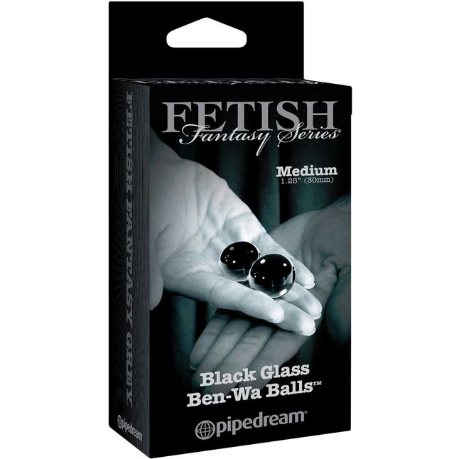 Стеклянные вагинальные шарики Medium Black Glass Ben-Wa Balls - Fetish Fantasy Limited Edition. Фотография 2.