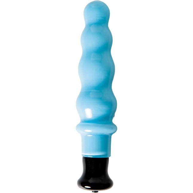 Голубой стеклянный вибратор-ёлочка - 17,5 см - Sexus Glass