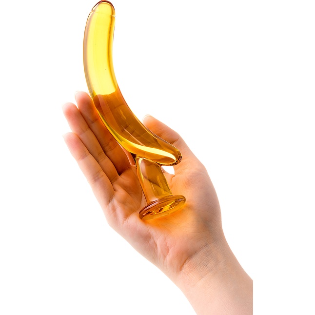 Жёлтый стимулятор-банан из стекла - 17,5 см - Sexus Glass. Фотография 2.