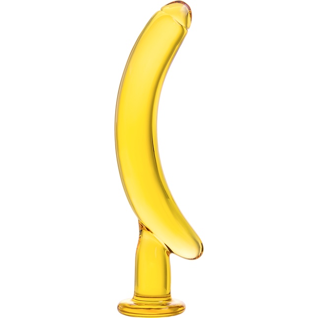 Жёлтый стимулятор-банан из стекла - 17,5 см - Sexus Glass