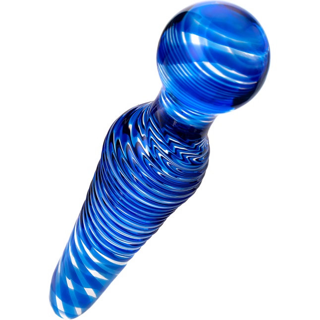 Большая синяя стеклянная пробка для анальной стимуляции - 17 см - Sexus Glass. Фотография 2.