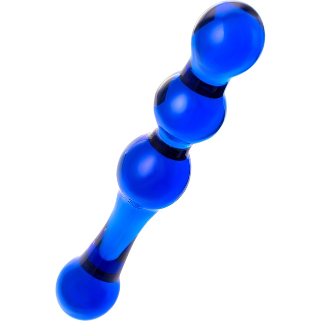 Синий стеклянный фаллоимитатор с наплывами - 20,5 см - Sexus Glass. Фотография 2.