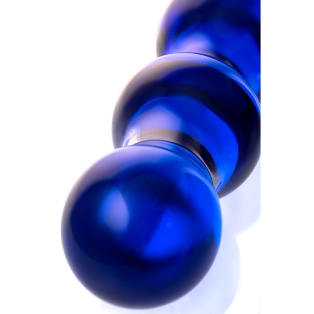 Синий стеклянный фаллоимитатор с наплывами - 20,5 см - Sexus Glass. Фотография 4.