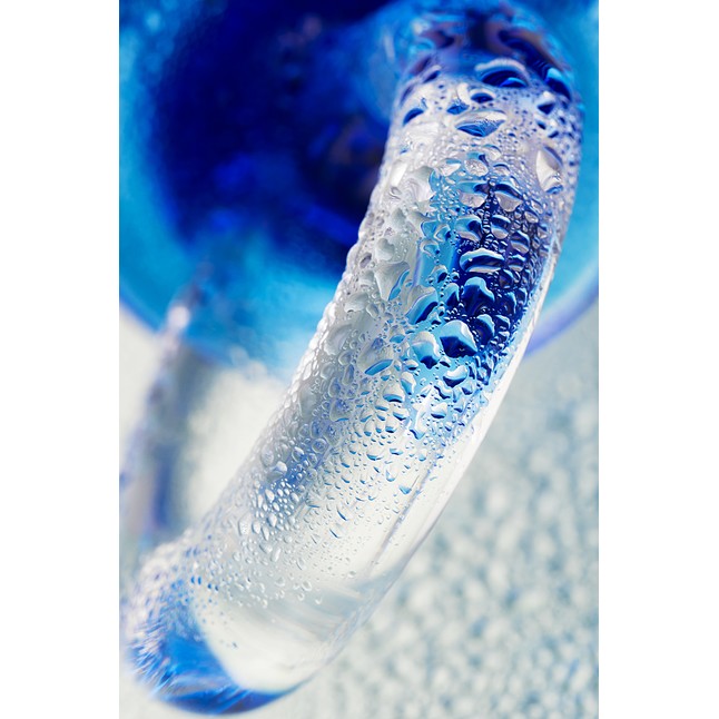 Синяя стеклянная анальная втулка с ручкой-кольцом - 16 см - Sexus Glass. Фотография 7.