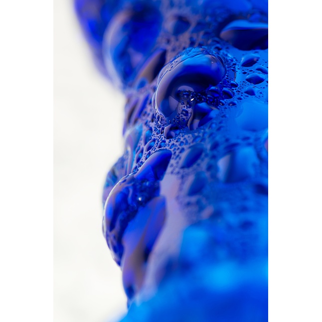 Синяя стеклянная анальная втулка с ручкой-кольцом - 16 см - Sexus Glass. Фотография 8.
