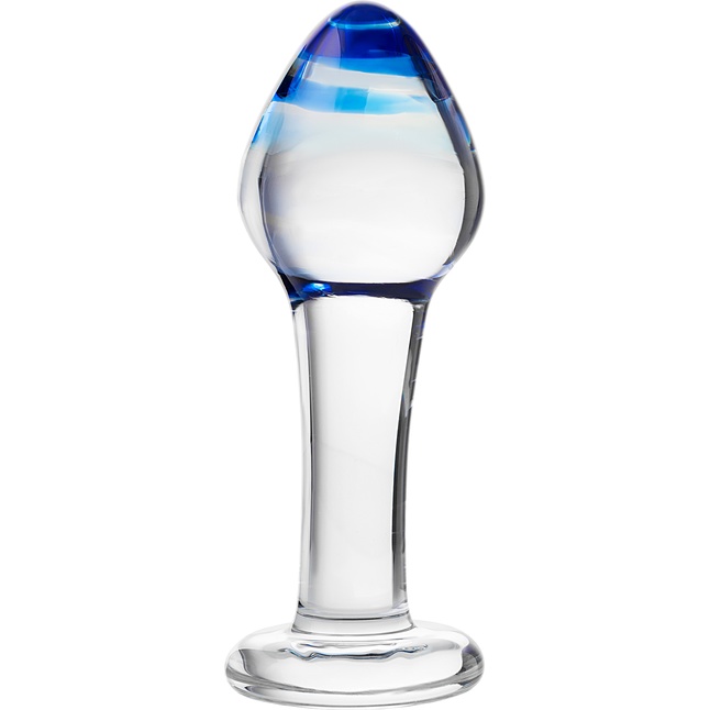 Стеклянная анальная втулка с синим кончиком - 11,5 см - Sexus Glass