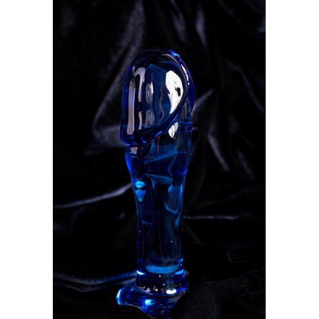 Синяя стеклянная анальная втулка - 13 см - Sexus Glass. Фотография 9.