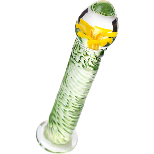 Стеклянный фаллоимитатор со спиралевидным рельефом - 16,5 см - Sexus Glass. Фотография 3.
