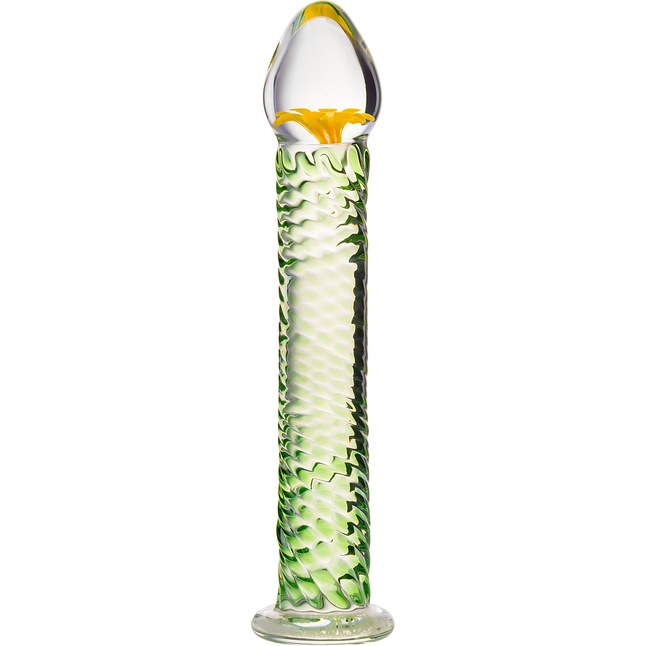 Стеклянный фаллоимитатор со спиралевидным рельефом - 16,5 см - Sexus Glass