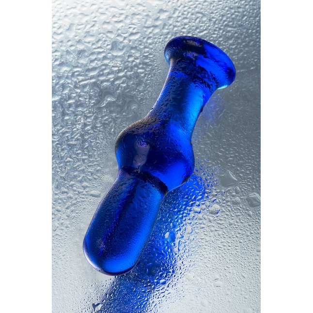 Синяя стеклянная анальная втулка - 13,5 см - Sexus Glass. Фотография 6.