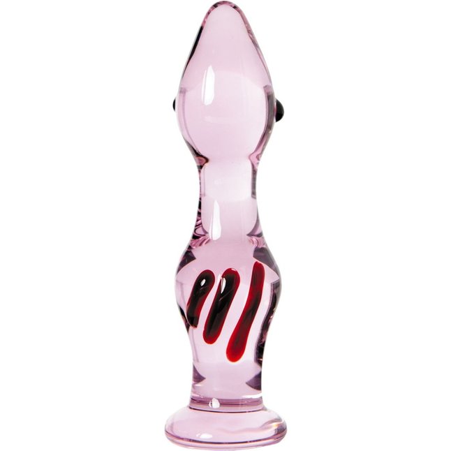 Розовая анальная втулка из стекла - 14 см - Sexus Glass