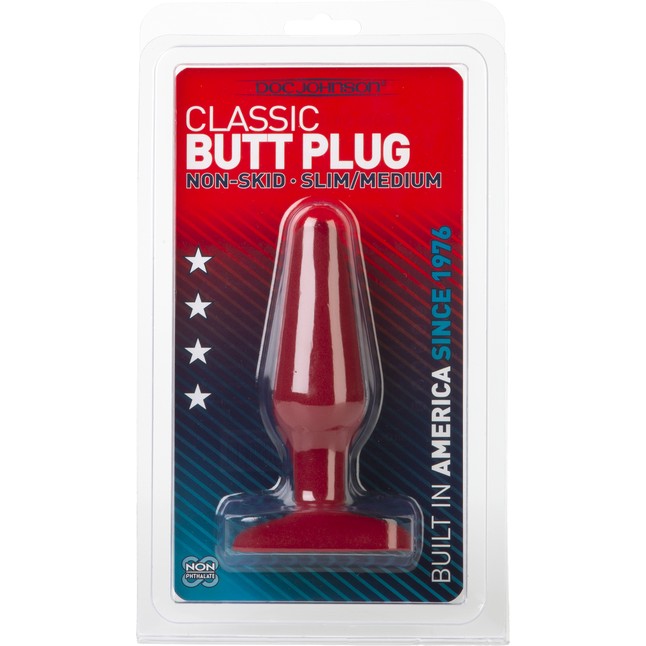 Шероховатая анальная пробка Butt Plugs No Skid Slim/Medium Red - 13,9 см - The Classics. Фотография 3.