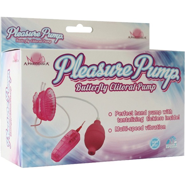 Розовая помпа с вибрацией Pleasure Pump Butterfly Clitoral. Фотография 2.