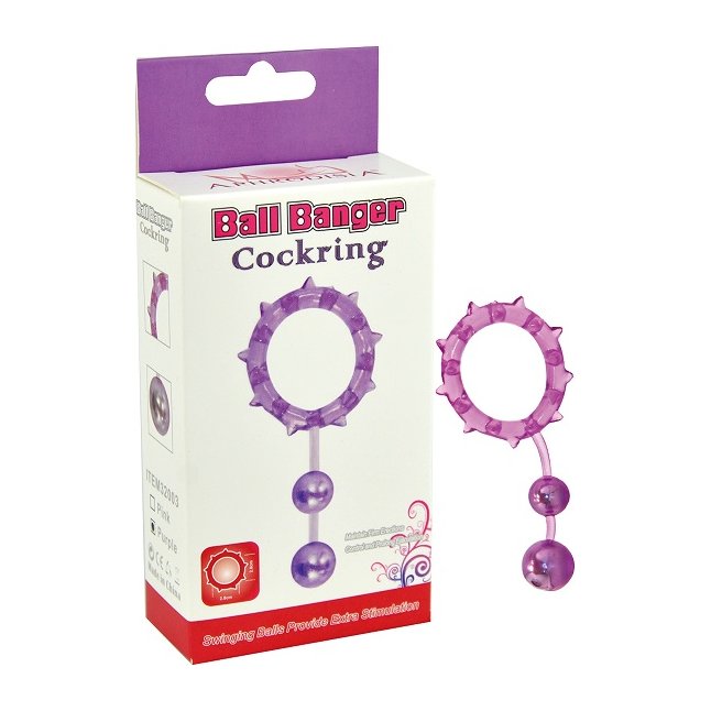 Розовое эрекционное кольцо Ball Banger Cock Ring с 2 утяжеляющими шариками