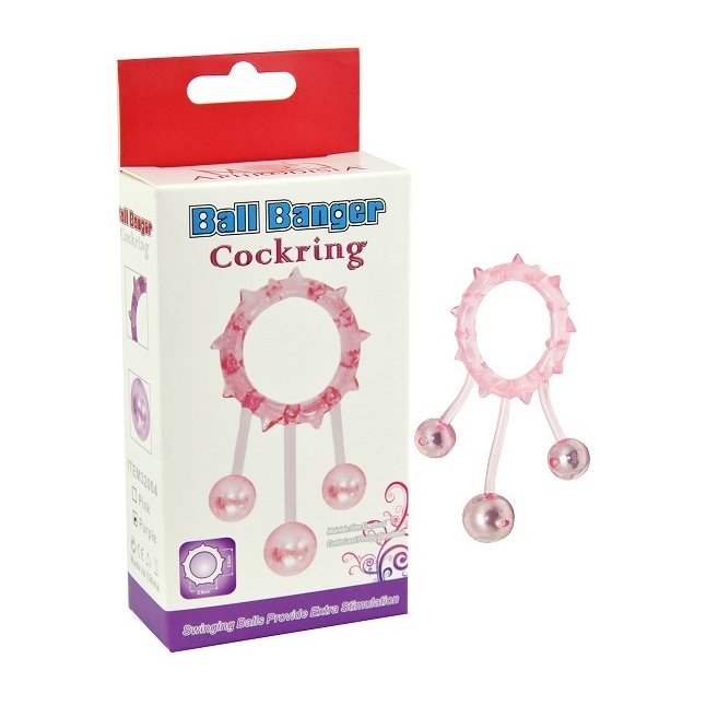 Фиолетовое эрекционное кольцо Ball Banger Cock Ring с 3 утяжеляющими шариками