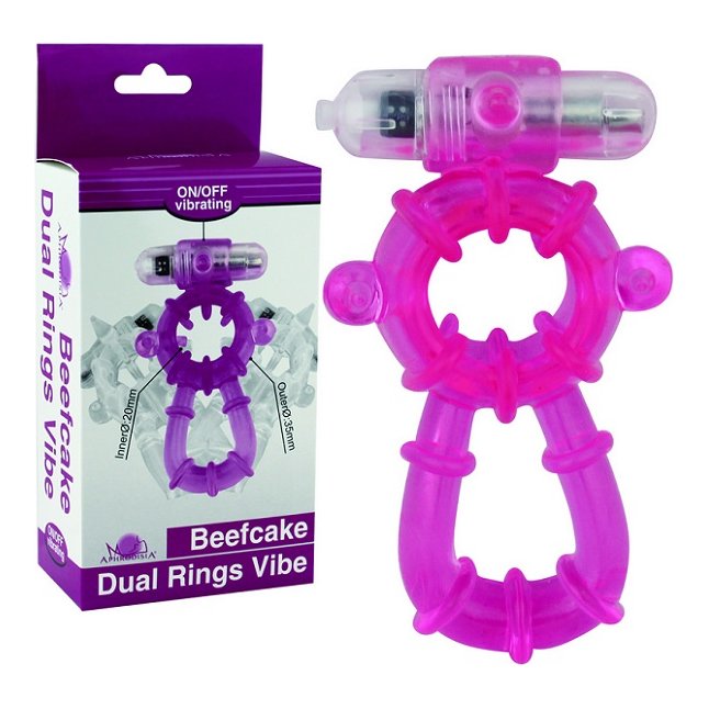 Фиолетовое эрекционное виброкольцо Beefcake Dual Rings Vibe
