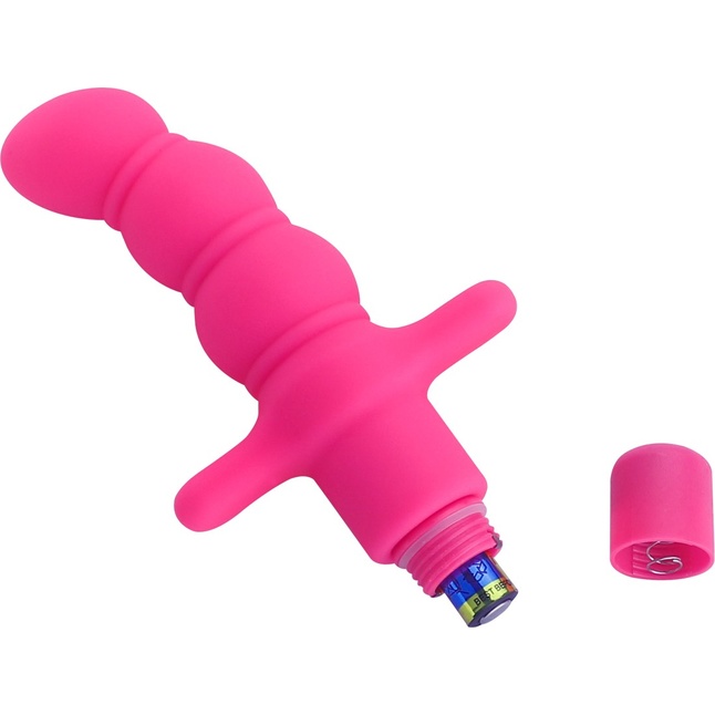 Розовый рельефный анально-вагинальный вибростимулятор Frisky Flex Vibe. Фотография 2.
