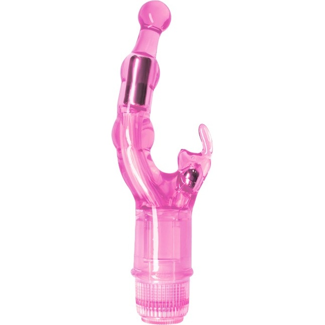 Фиолетовый вибростимулятор Crystal Naughty Rabbit - 20 см