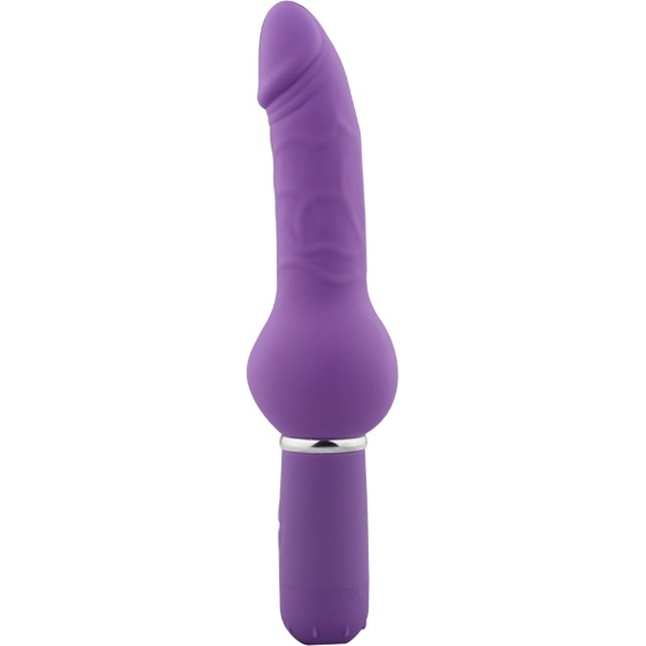 Фиолетовый реалистичный вибратор с ограничителем Curvy Dong - 20,5 см