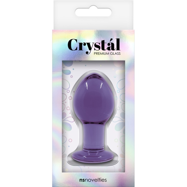Фиолетовая стеклянная анальная пробка Crystal Medium - 7,6 см - Crystal. Фотография 2.