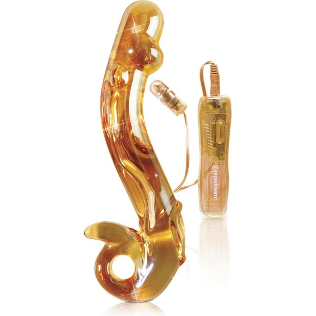Желтый стеклянный фаллос с вибропулей ICECLES №35 - 18,5 см - Icicles