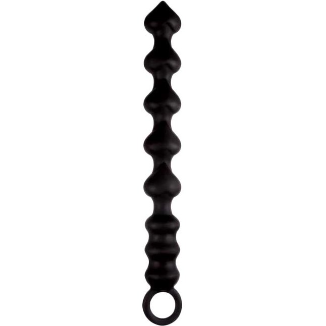 Черная анальная цепочка из силикона PERLES D AMOUR - 22 см - Perles