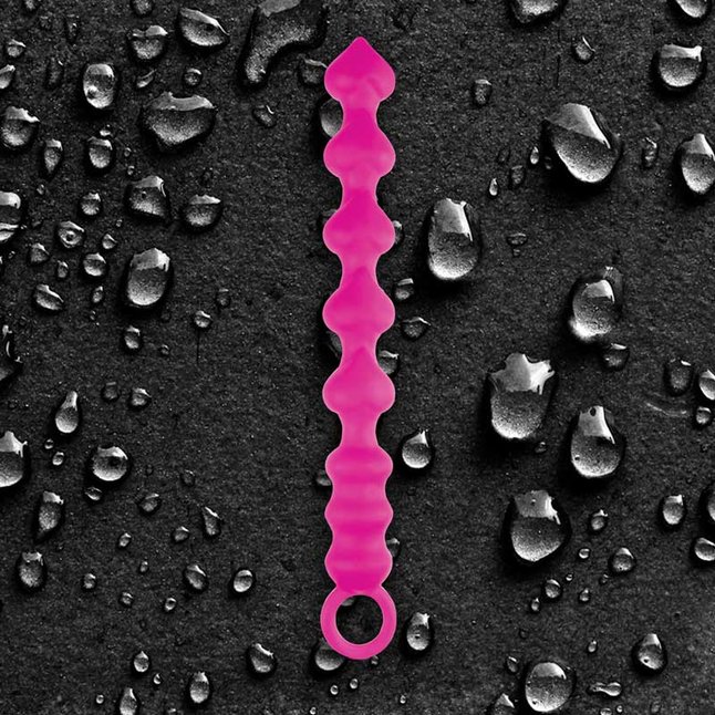 Розовая анальная цепочка из силикона PERLES D AMOUR - 22 см - Perles. Фотография 2.