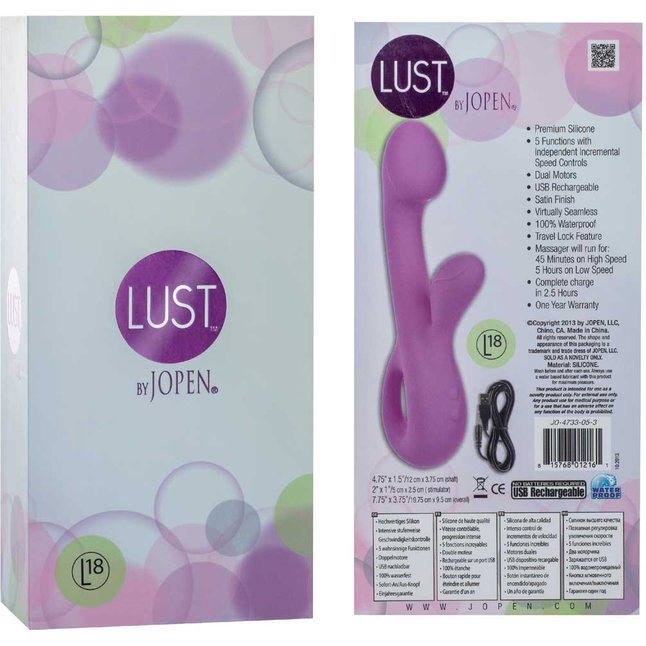Фиолетовый вибратор Lust by JOPEN L18 - Lust . Фотография 2.