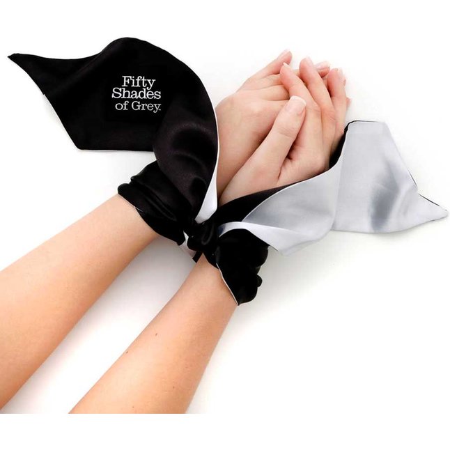Черно-серый галстук-фиксация Satin Restraint Wrist Tie - Fifty Shades of Grey. Фотография 2.