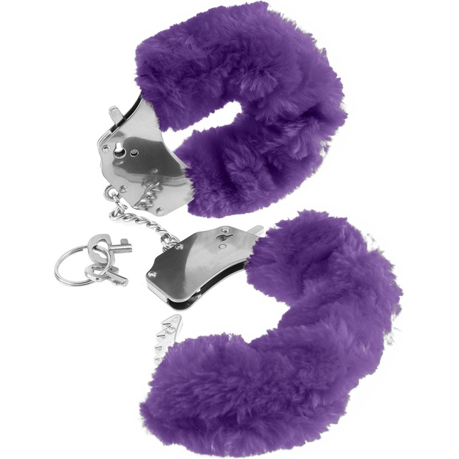 Металлические наручники Original Furry Cuffs с фиолетовым мехом - Fetish Fantasy Series